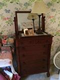                       Antique chest with mirror