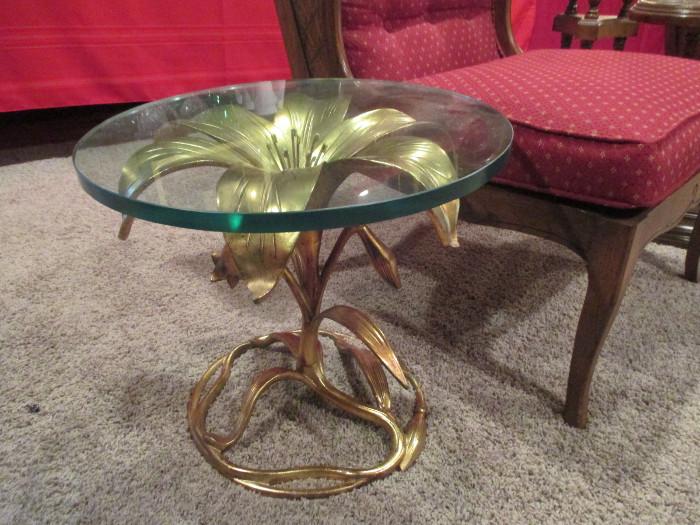 Italian Gilt Metal Base Table with glass top
