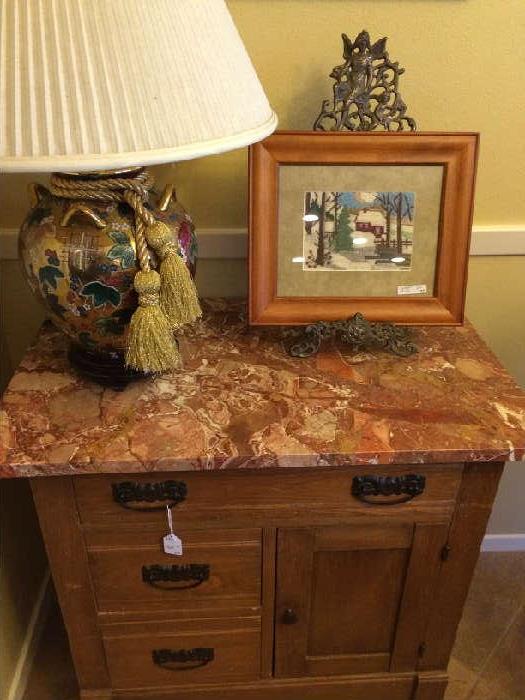                        Marble top antique chest