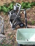                 Fertilize spreader and hose organizer