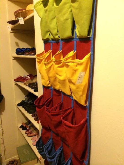                   Brightly colored shoe organizer
