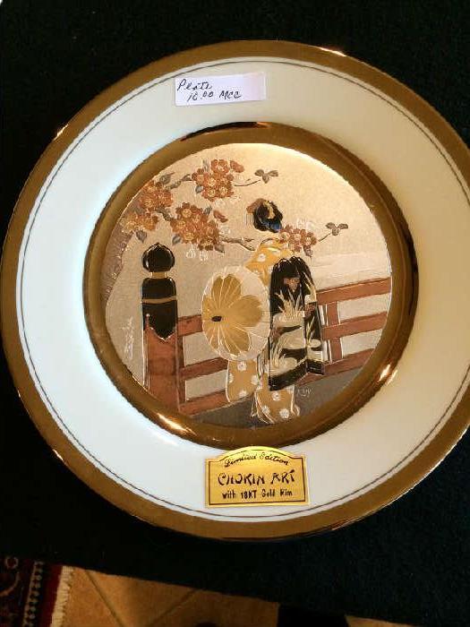               Chokin Art plates with 18 KT gold rim