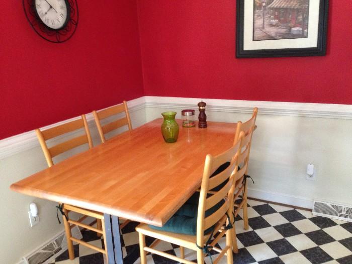 solid maple kitchen table with six chairs