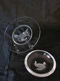 Val St Lambert Game Bird Turkey Intaglio Design Crystal Plate (8") and Ashtray (6")