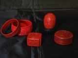 Cinnabar Bangle Bracelets, Egg & Trinket Boxes