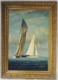 Two Sloops in Full Sail Signed D. Tayler