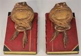 Two Hand Painted Toad Bookends 