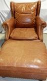 Ralph Lauren Leather Nail Head Arm Chair with Ottoman
