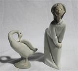 Two Lladro Porcelain Figurines - Duck and Young Girl
