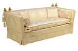 LOT 13: A FRENCH GILTWOOD AND UPHOLSTERED KNOLE SOFA