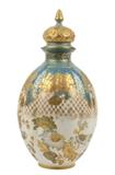 LOT 21: A ROYAL CROWN DERBY PORCELAIN LIDDED BOTTLE VASE