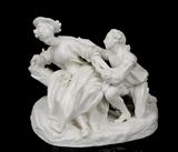 LOT 29: A MEISSEN BLANC-DE CHINE FIGURAL GROUP OF A COURTING COUPLE