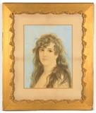 LOT 57: VIRGILIO TOJETTI
(Italian, 1851-1901)
Brown Haired Beauty, 1892
Watercolor and gouache on paper