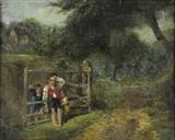 LOT 66: ANONYMOUS
(19th century)
Figures in a Landscape
Oil on board