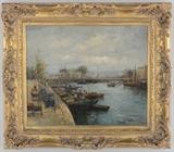 LOT 76: F. G. PENCKE
(French, born 1929)
Quai at Dieppe
Oil on canvas