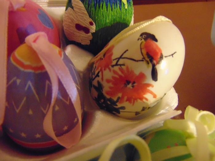 Dozens of hand painted eggs among other decorative techniques