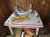 Vintage Kitchen enamel top table 