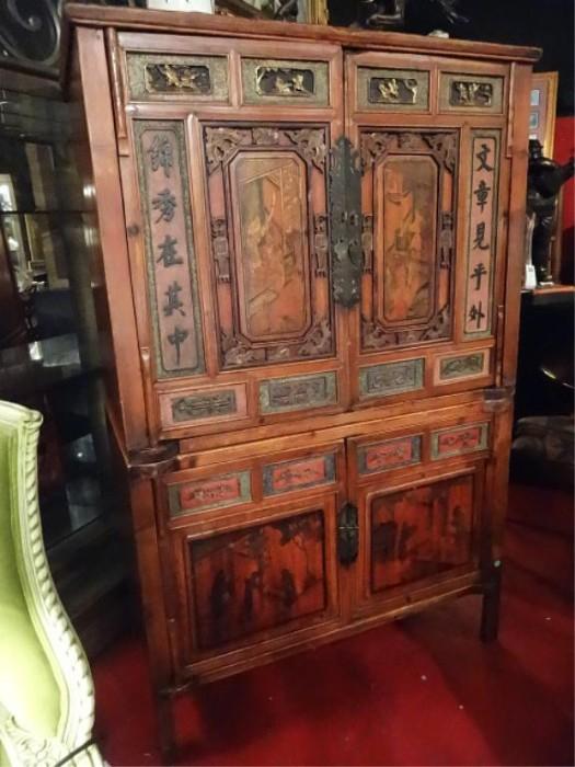 ANTIQUE CHINESE 2 PC STACKING CHEST