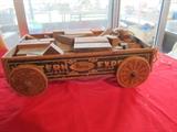 ANTIQUE TOY WAGON WITH BLOCKS
