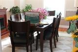 Contemporary dining table with leaf & 8 chairs