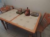 kitchen table with 4 chairs, tile top
