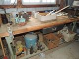 Butcher Block workbench, vices, squares