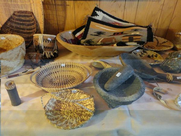 Stone tools, Papago(?) baskets