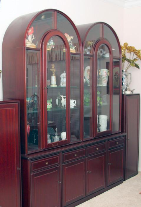 Outstanding Office Curio Cabinet Filled With Assorted Bronzes
