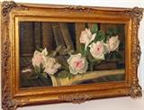 Signed Maria DuBois Early Beautiful Canvas Oil Painting With Gilded Frame