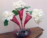 Moser Cranberry Epergne