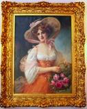 A C {Alice) Bell...(American Early 20th Century) The canvas is approximately 34-1/2 inches by 28-1/2 inches and is mounted in a rococo gilded frame.