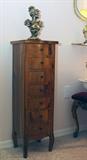 Victorian Burled Walnut Lingerie Chest, Bust Of Marie Antoinette
