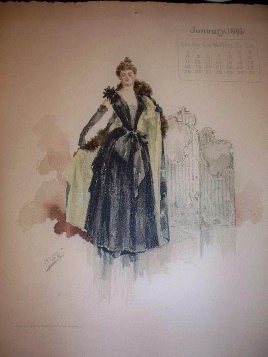 1891 Calendar featuring different Victorian Ladies