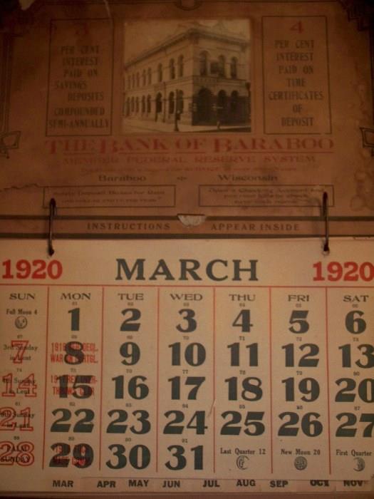 Baraboo 1920 Calendar