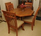 OAK DINING TABLE AND CHAIRS