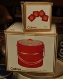BOXED Culver Christmas ice bucket & coasters set
