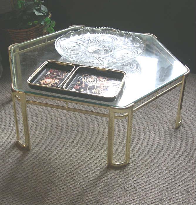 brass & glass coffee table