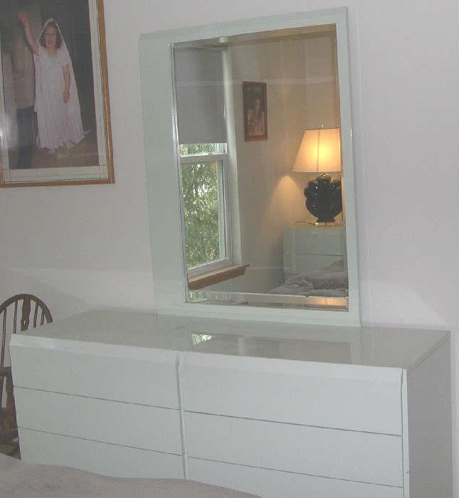White laminate dresser with mirror