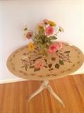 Pretty hand painted vintage floral flip table or fire screen