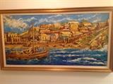 2' x 4' vibrant original boat painting 