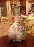 Beautiful antique hand painted porcelain vase with 24k gold - Art Nouveau design 