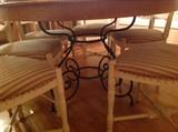 Ethan Allen wrought iron dining table base detail 