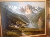 Magnificent original oil on canvas of the Wilder Kaiser mountains in the Austrian Alps - 