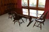 Hand made Dining table made by Monitor, Jamestown, NY with 6 Frederick Duckloe windsor back chairs Beautiful condition