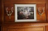 Brass sconces for candles and print