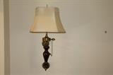 Wood and brass Wall lamp with shade