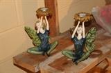 Pair of Fairies hold candles indoor/outdoor use
