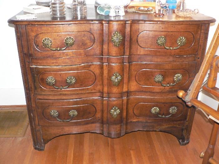 I believe this to be original Louis XV 3 drawer walnut chest