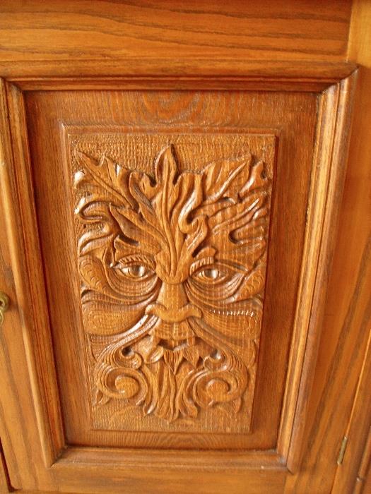 hand carved cupboard front