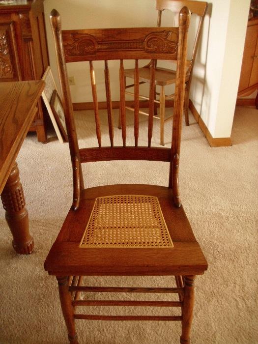 set of 6 pressed back chairs with caned seats in excellent condition
